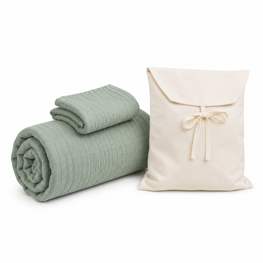 Ręczniki Bambusowe 4-warstwowe 150x90 + 30x30 zestaw Soft everyday z torbą