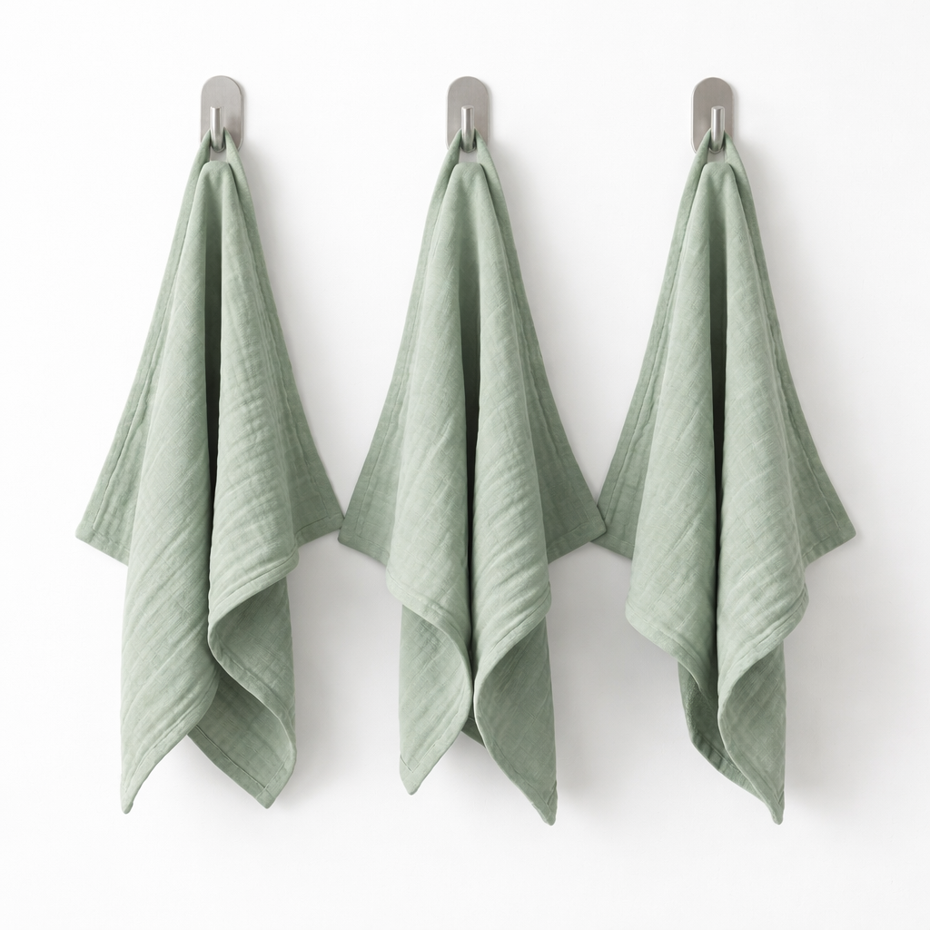 Zestaw 3 ręczników do twarzy muślinowych 30x30 cm